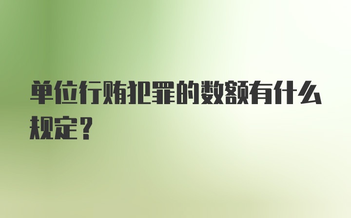 单位行贿犯罪的数额有什么规定？