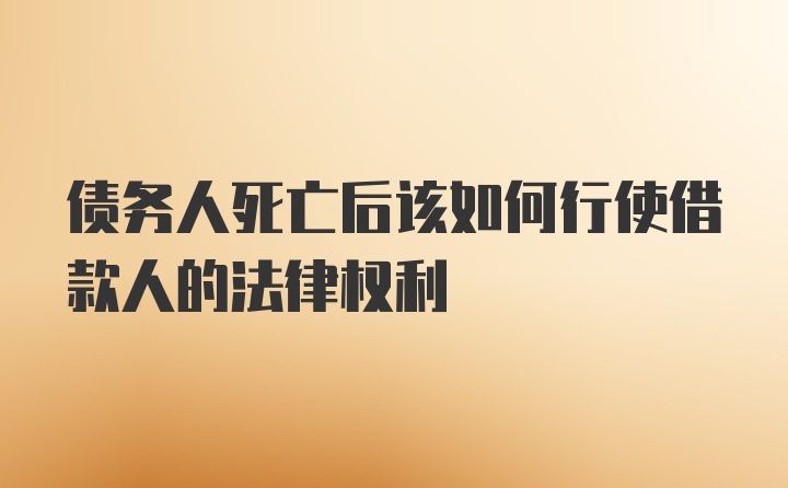 债务人死亡后该如何行使借款人的法律权利