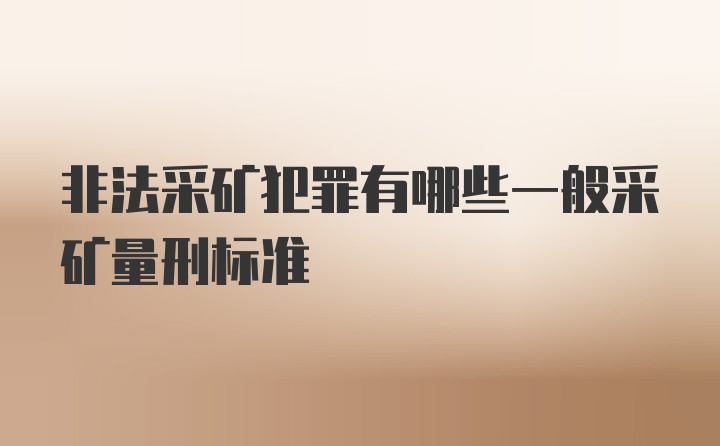 非法采矿犯罪有哪些一般采矿量刑标准