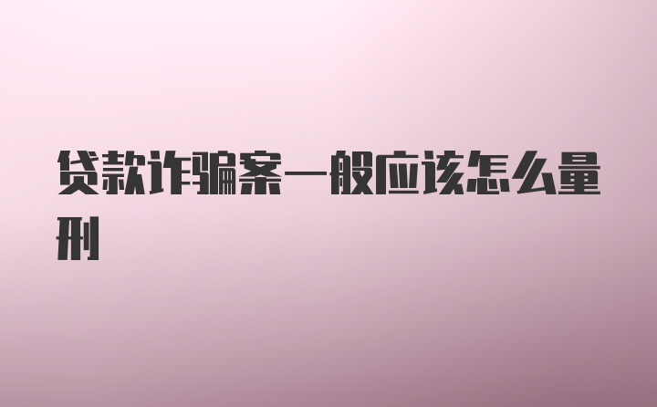 贷款诈骗案一般应该怎么量刑