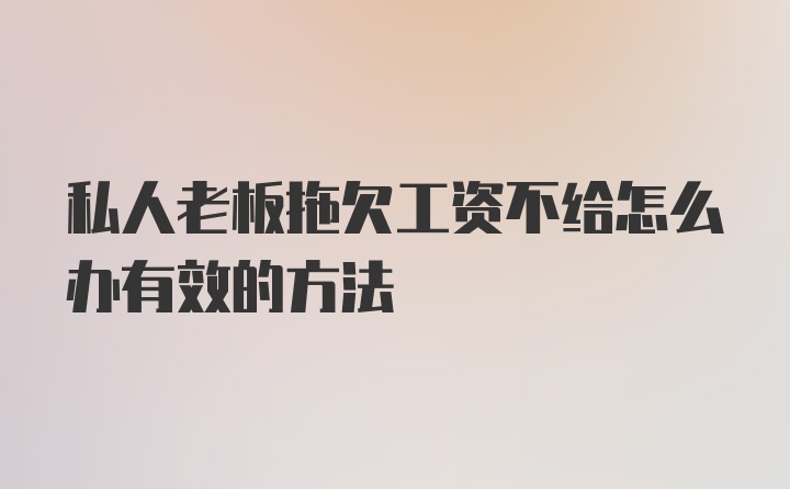 私人老板拖欠工资不给怎么办有效的方法