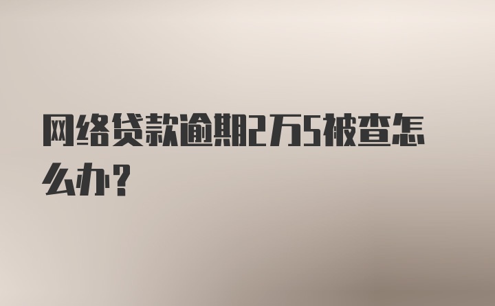 网络贷款逾期2万5被查怎么办?