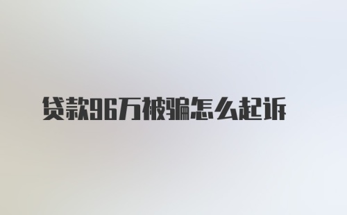 贷款96万被骗怎么起诉