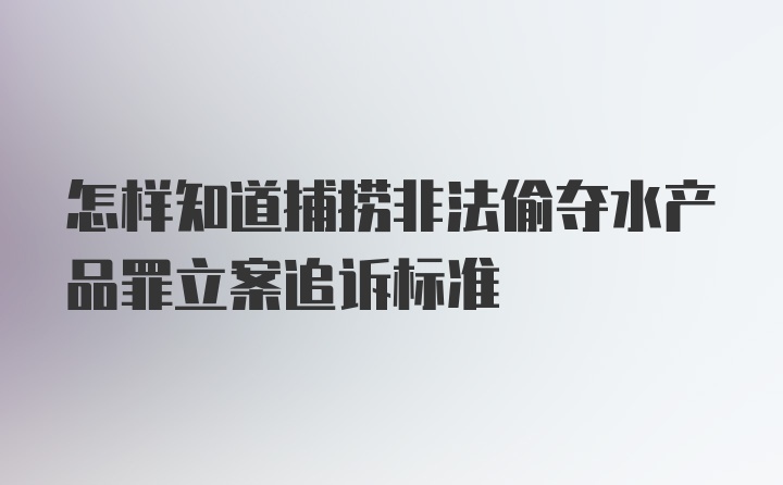 怎样知道捕捞非法偷夺水产品罪立案追诉标准