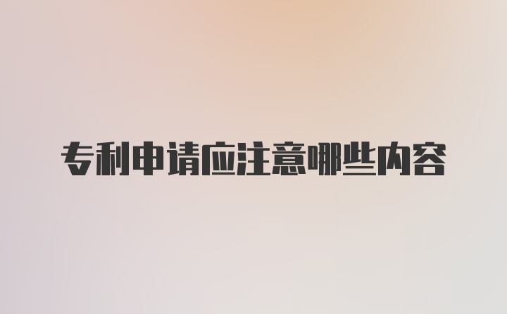 专利申请应注意哪些内容