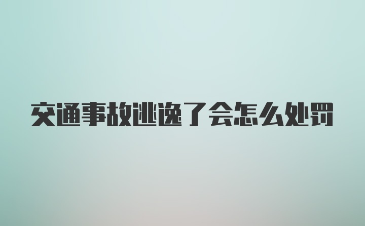 交通事故逃逸了会怎么处罚