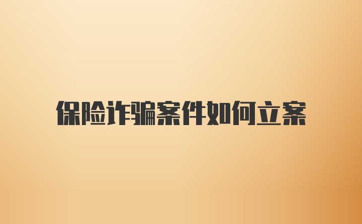 保险诈骗案件如何立案