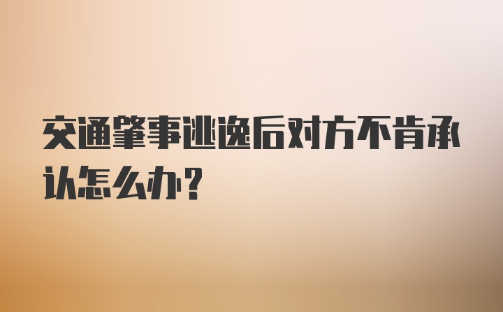 交通肇事逃逸后对方不肯承认怎么办？