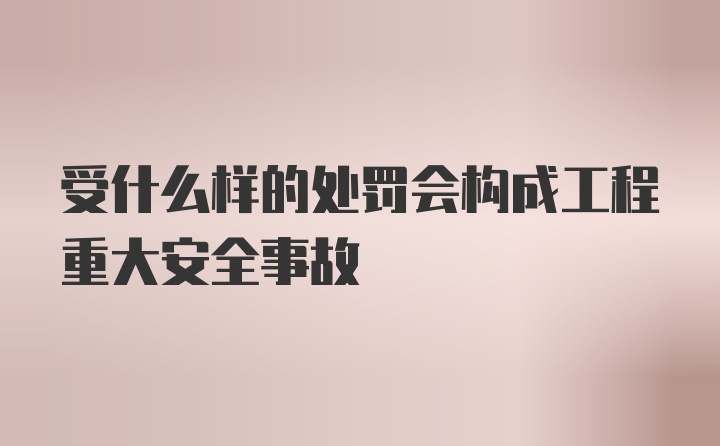 受什么样的处罚会构成工程重大安全事故