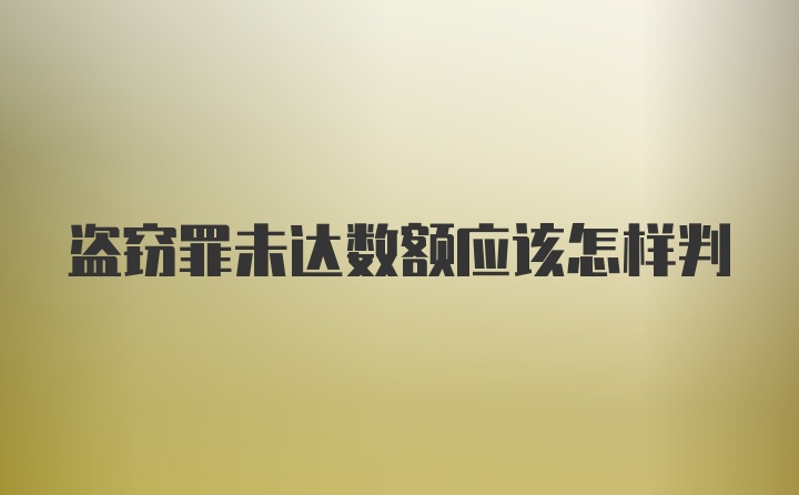 盗窃罪未达数额应该怎样判