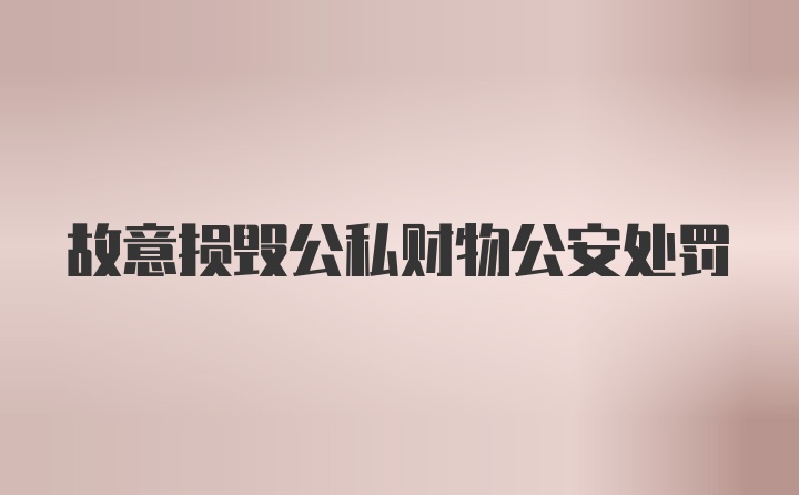 故意损毁公私财物公安处罚