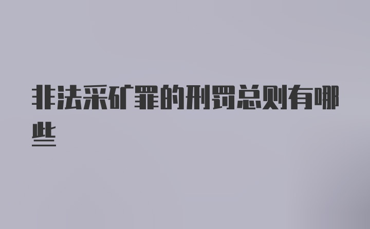 非法采矿罪的刑罚总则有哪些