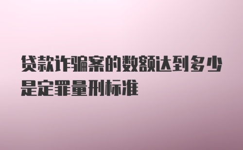 贷款诈骗案的数额达到多少是定罪量刑标准