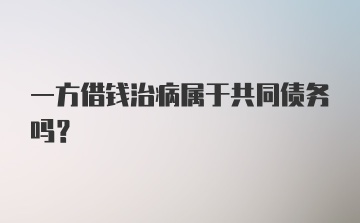 一方借钱治病属于共同债务吗？