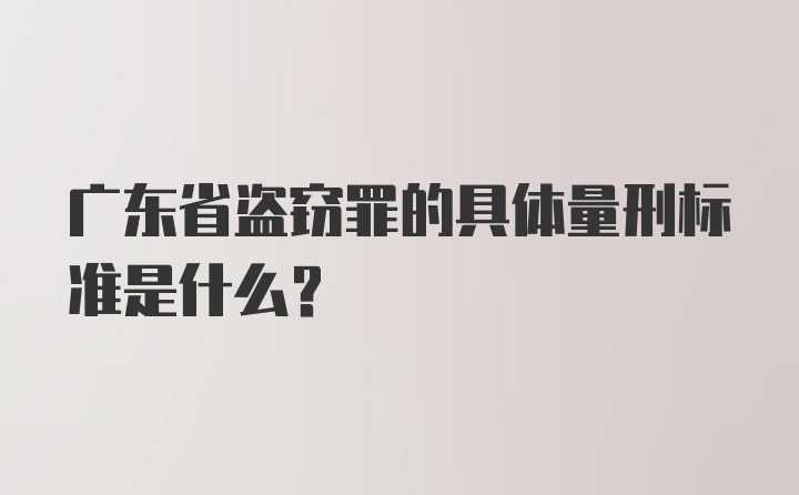 广东省盗窃罪的具体量刑标准是什么？