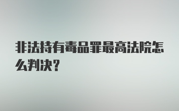 非法持有毒品罪最高法院怎么判决？