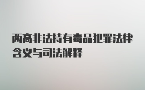 两高非法持有毒品犯罪法律含义与司法解释