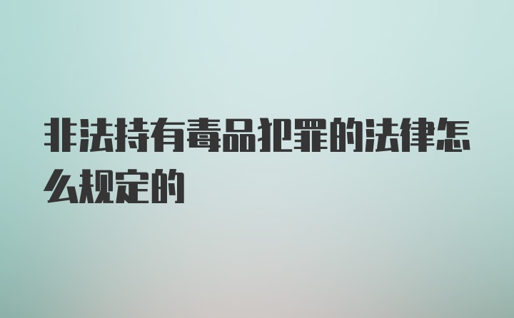 非法持有毒品犯罪的法律怎么规定的