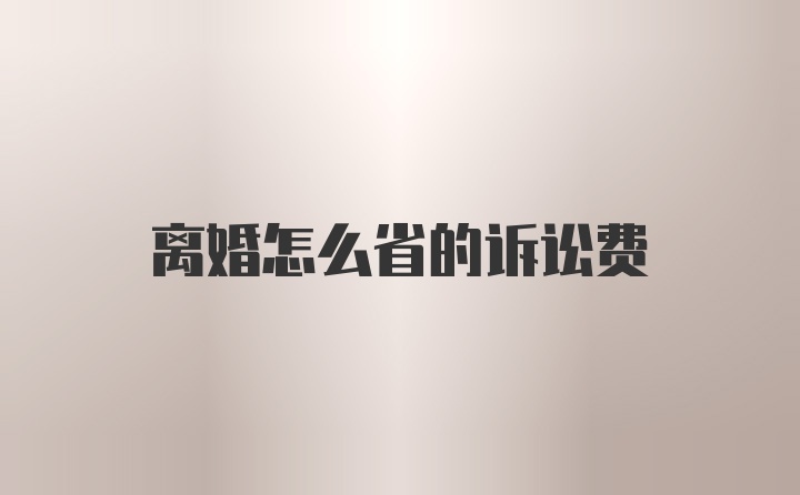 离婚怎么省的诉讼费