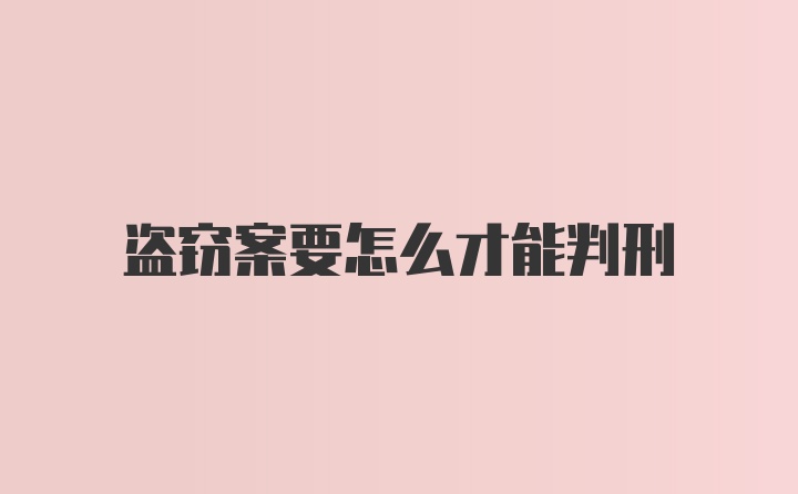 盗窃案要怎么才能判刑