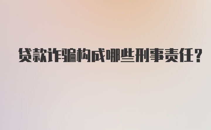 贷款诈骗构成哪些刑事责任？