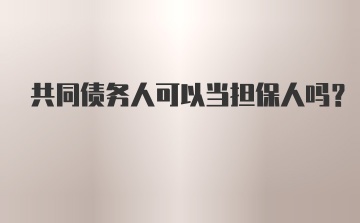 共同债务人可以当担保人吗?