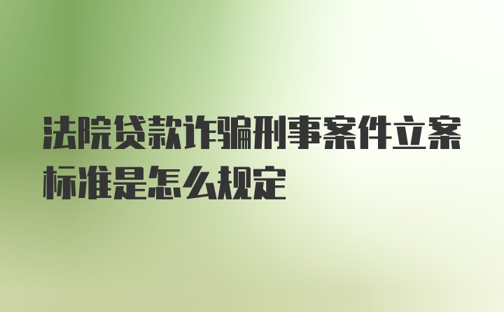 法院贷款诈骗刑事案件立案标准是怎么规定