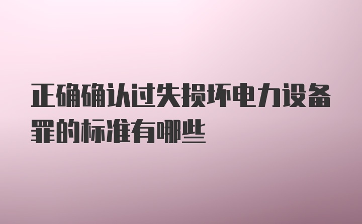 正确确认过失损坏电力设备罪的标准有哪些