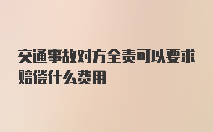 交通事故对方全责可以要求赔偿什么费用