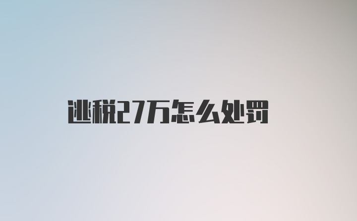 逃税27万怎么处罚