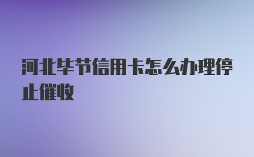 河北毕节信用卡怎么办理停止催收