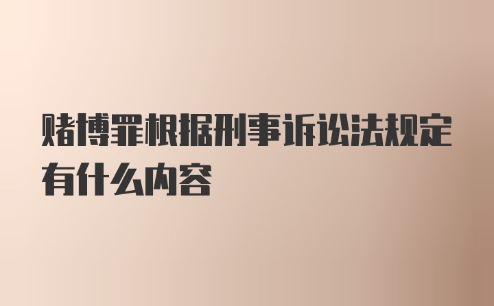 赌博罪根据刑事诉讼法规定有什么内容