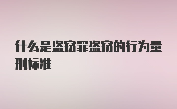 什么是盗窃罪盗窃的行为量刑标准