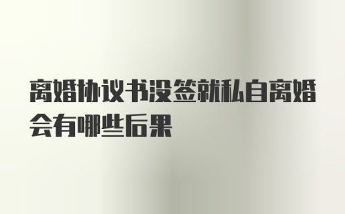 离婚协议书没签就私自离婚会有哪些后果