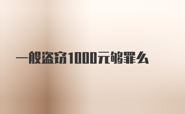 一般盗窃1000元够罪么