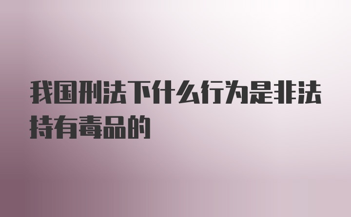 我国刑法下什么行为是非法持有毒品的