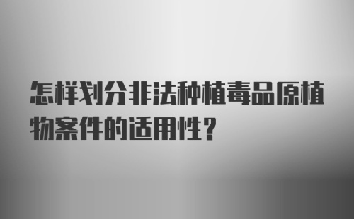 怎样划分非法种植毒品原植物案件的适用性？