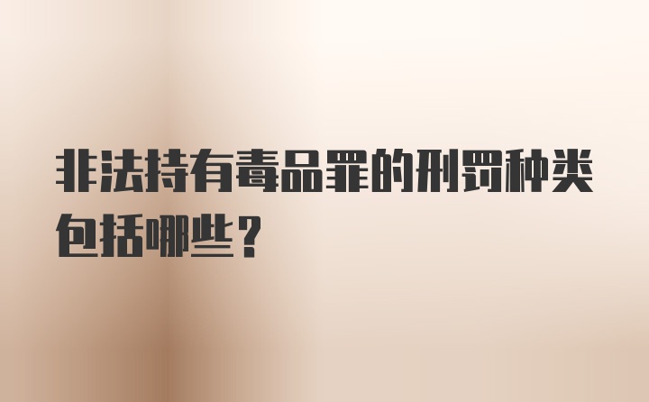 非法持有毒品罪的刑罚种类包括哪些？