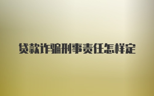 贷款诈骗刑事责任怎样定