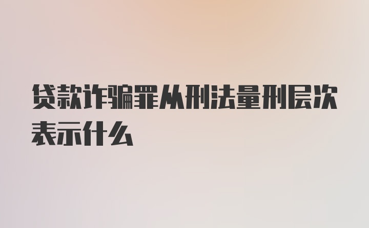 贷款诈骗罪从刑法量刑层次表示什么