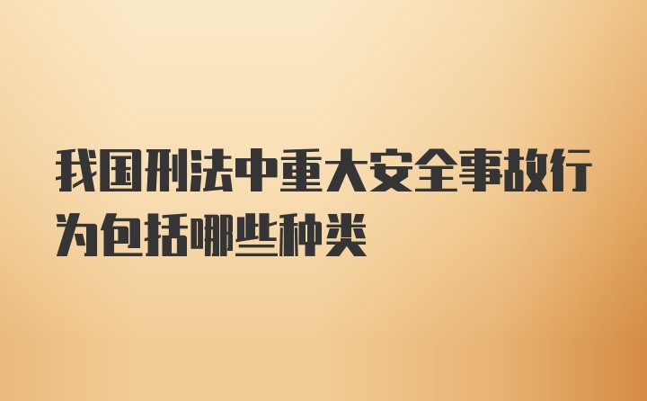 我国刑法中重大安全事故行为包括哪些种类