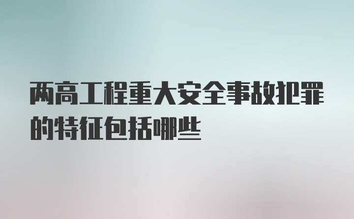 两高工程重大安全事故犯罪的特征包括哪些