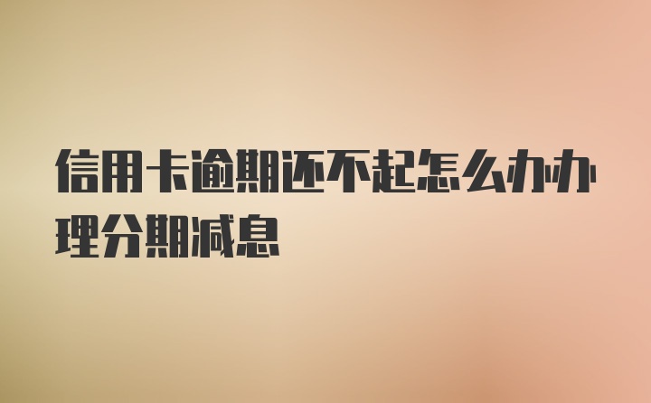 信用卡逾期还不起怎么办办理分期减息