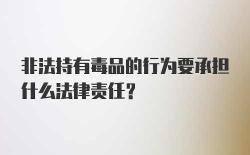 非法持有毒品的行为要承担什么法律责任？