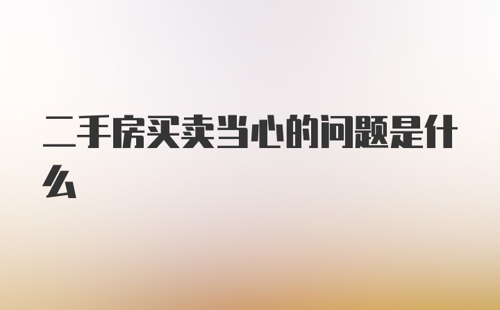 二手房买卖当心的问题是什么