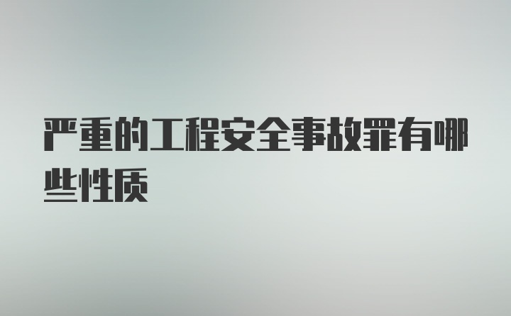 严重的工程安全事故罪有哪些性质