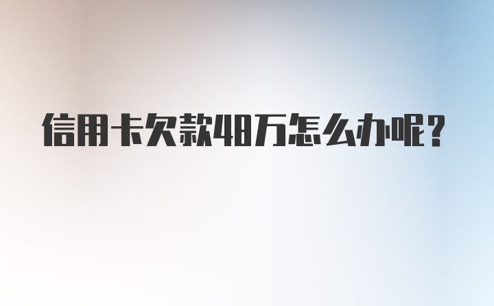 信用卡欠款48万怎么办呢？