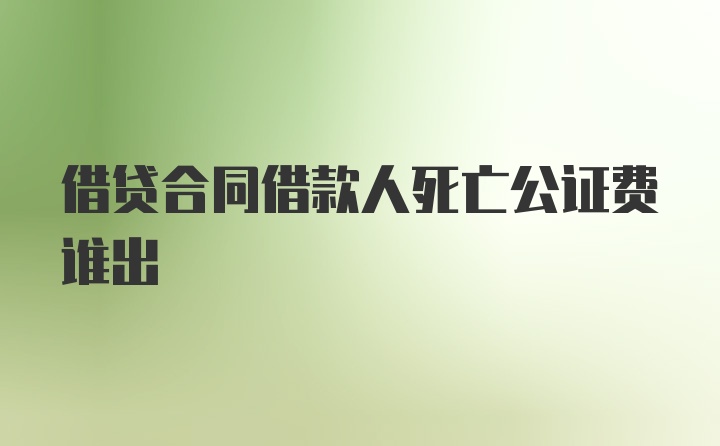 借贷合同借款人死亡公证费谁出