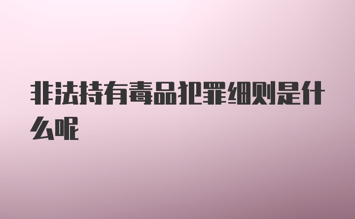 非法持有毒品犯罪细则是什么呢