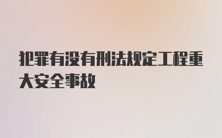 犯罪有没有刑法规定工程重大安全事故